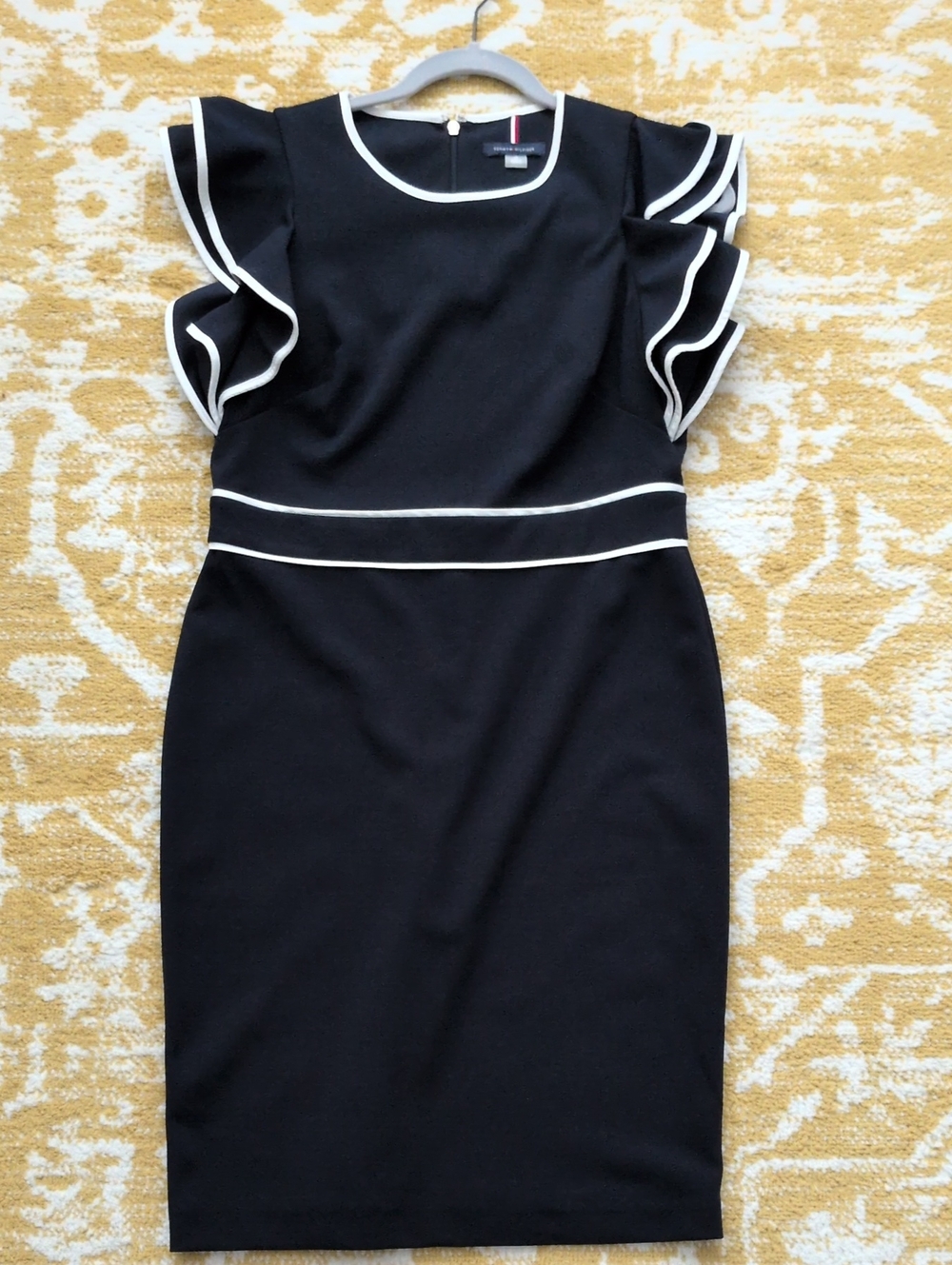 Tommy Hilfiger Navy Midi Dress with White Piping